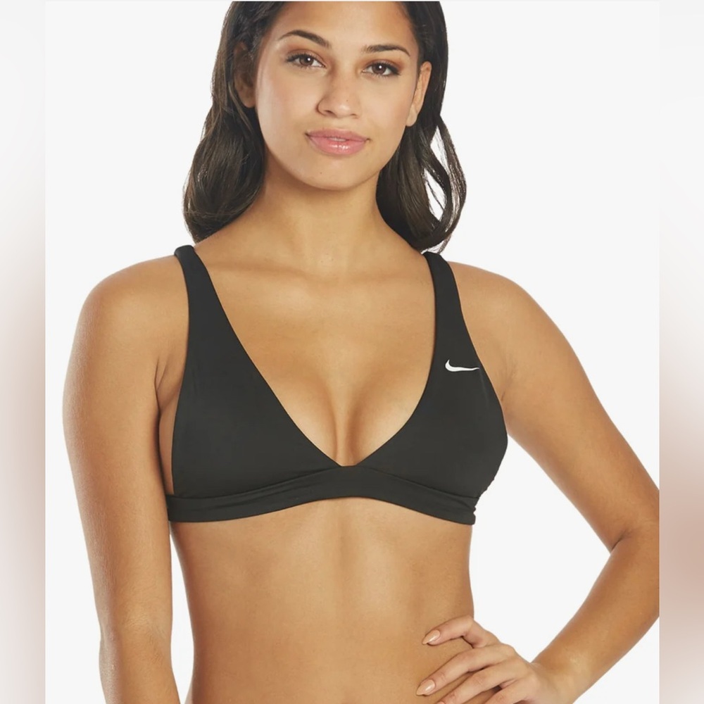 NWT Nike Women's Essential V-Neck Bralette Bikini Top in Black